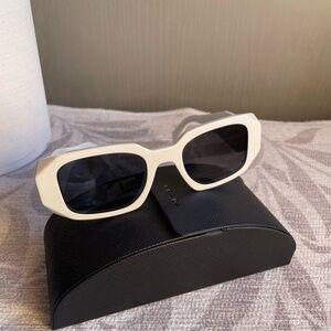 Prada White Sunglasses with Black Lenses